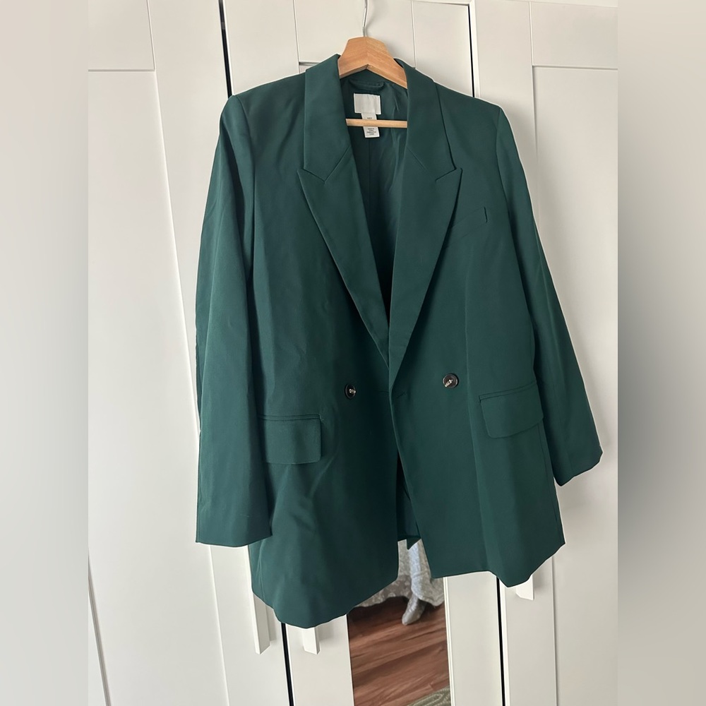 H&M Dark Green Double-Breasted Blazer